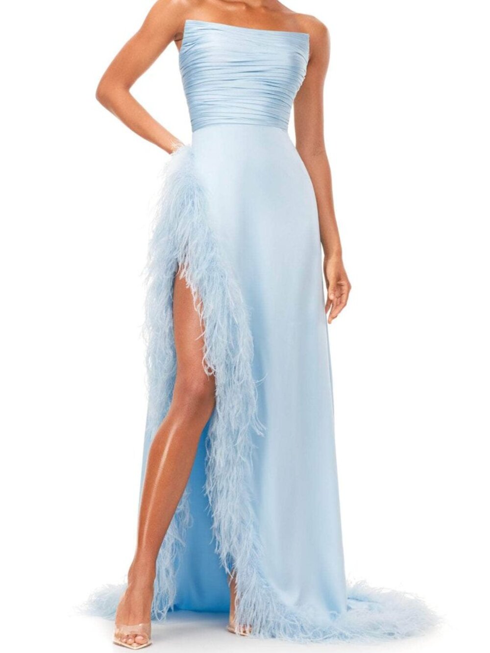 NWT Ashley Lauren 11313 Ruched Evening Dress Sky size 6